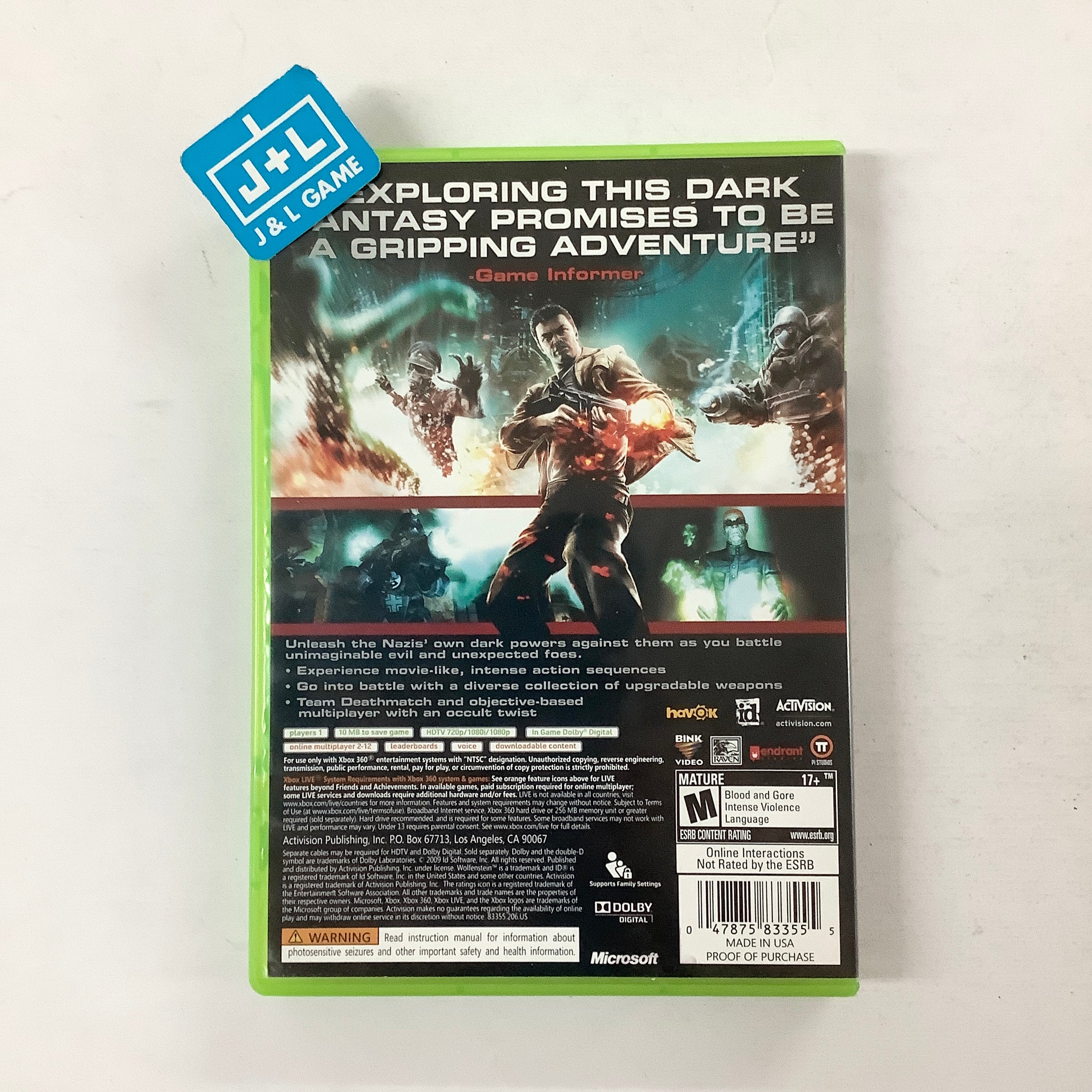 Wolfenstein - Xbox 360 [Pre-Owned] | J&L Game