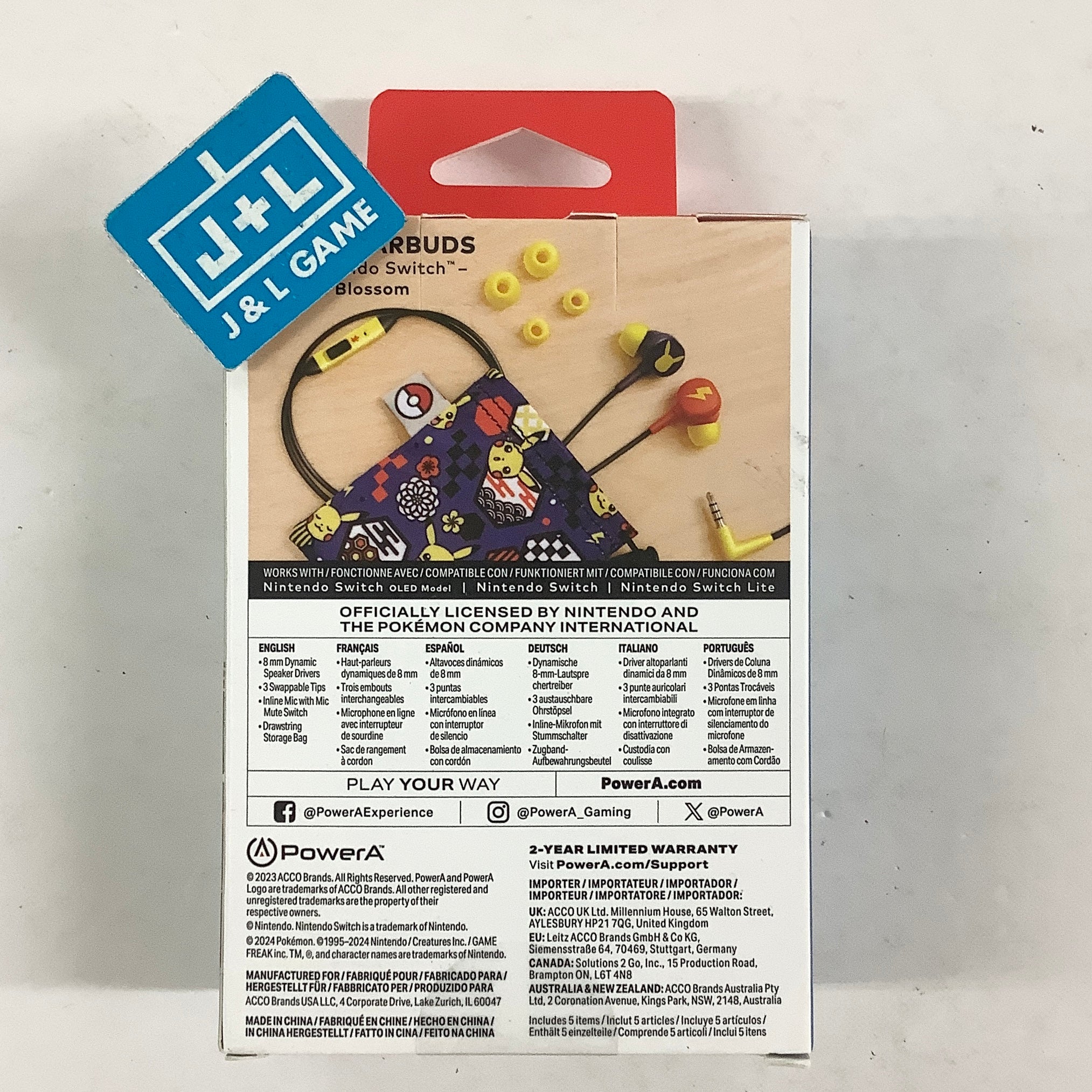 PowerA Wired Earbuds (Pikachu Blossom) - (NSW) Nintendo Switch ACCESSORIES PowerA