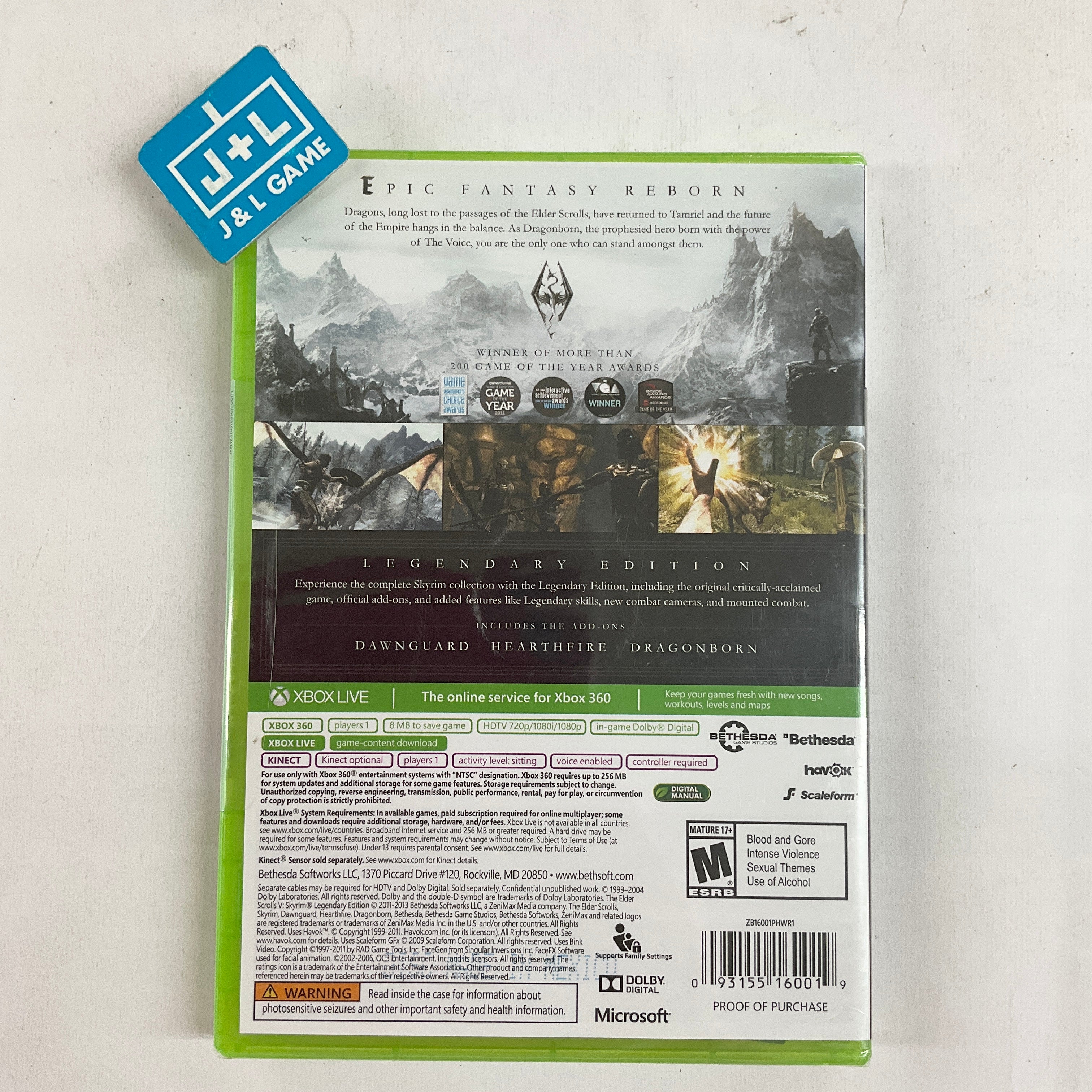 The Elder Scrolls V: Skyrim (Legendary Edition) - Xbox 360*** Video Games Bethesda Softworks