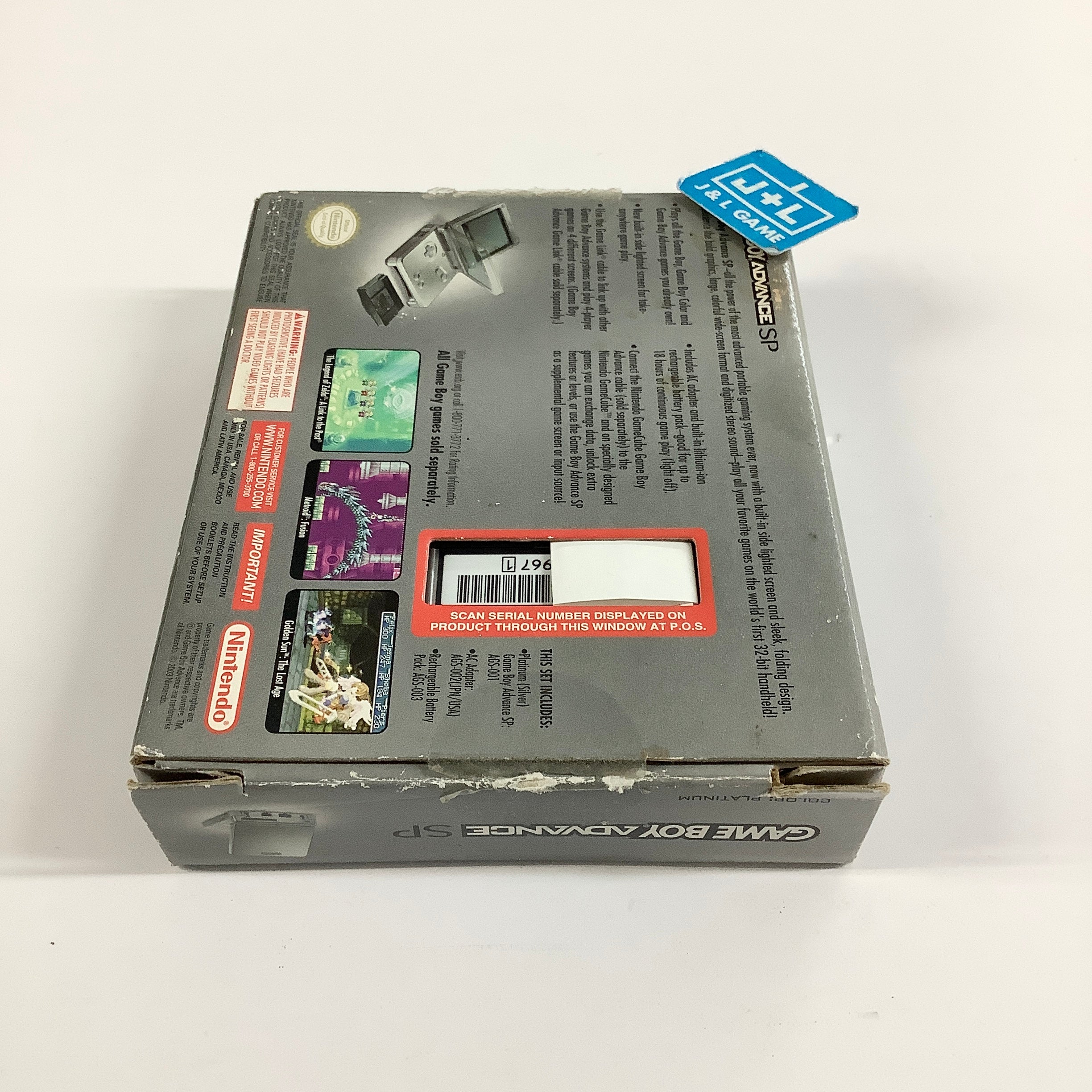 Nintendo Game Boy Advance SP Console AGS-001 (Silver) - (GBA) Game Boy Advance SP [Pre-Owned]