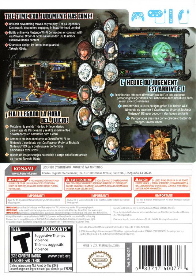 Castlevania Judgment - Nintendo Wii Video Games Konami