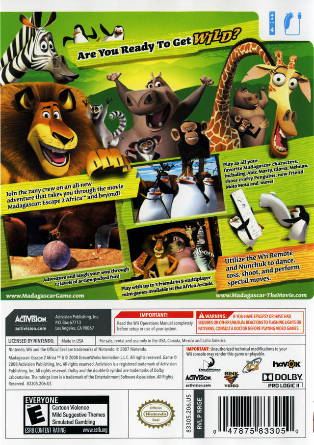 Madagascar: Escape 2 Africa - Nintendo Wii [Pre-Owned] Video Games Activision   