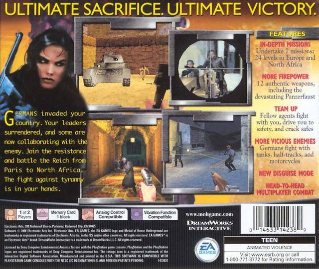 Medal of Honor Underground - (PS1) PlayStation 1 [Pre-Owned] Video Games Electronic Arts   