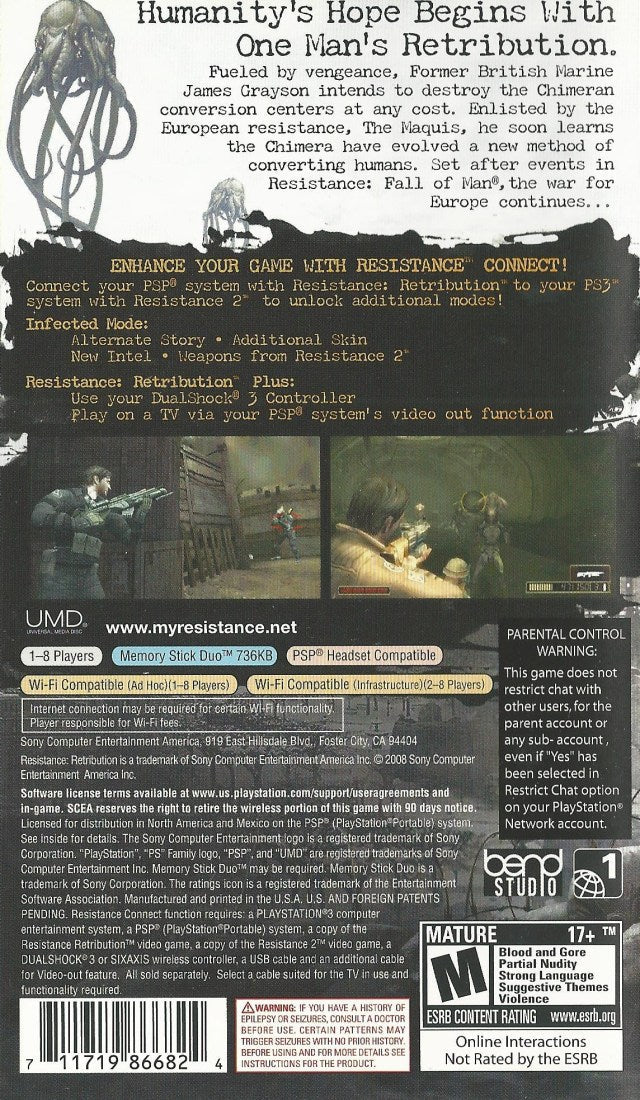 Resistance: Retribution - SONY PSP [Pre-Owned] Video Games SCEA   
