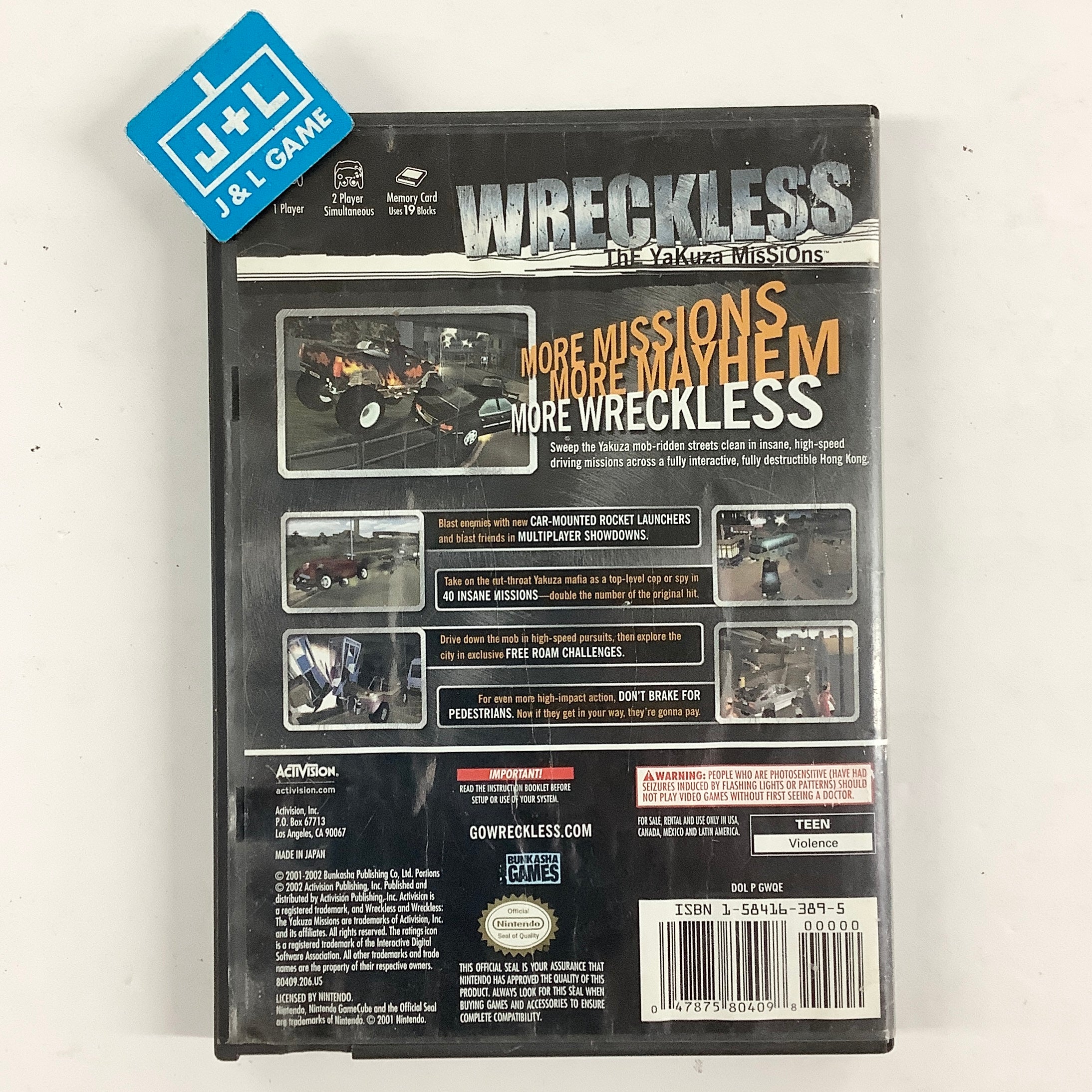 Wreckless: The Yakuza Missions - (GC) GameCube [Pre-Owned] Video Games Activision