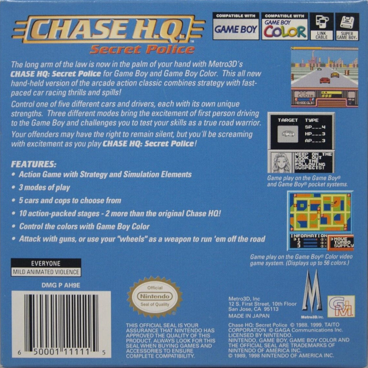 Chase H.Q. Secret Police - (GBC) Game Boy Color [Pre-Owned]