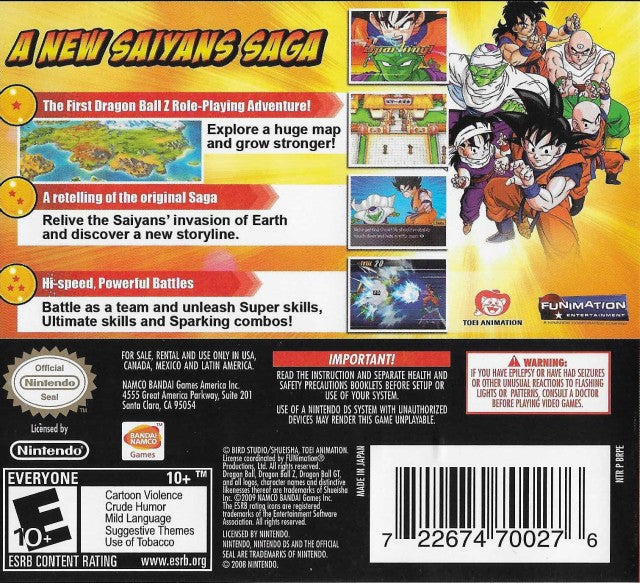 Dragon Ball Z: Attack of the Saiyans - (NDS) Nintendo DS [Pre-Owned] Video Games Namco Bandai Games   
