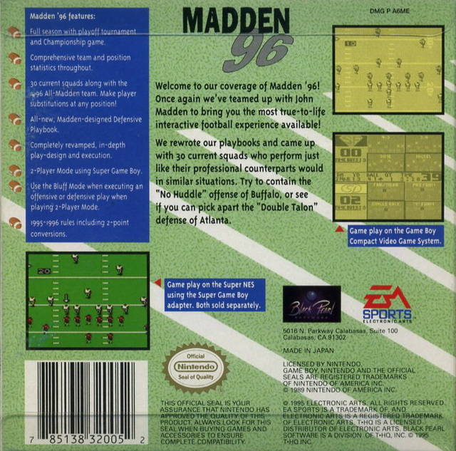 Madden NFL 96 - (GB) Game Boy [Pre-Owned] THQ