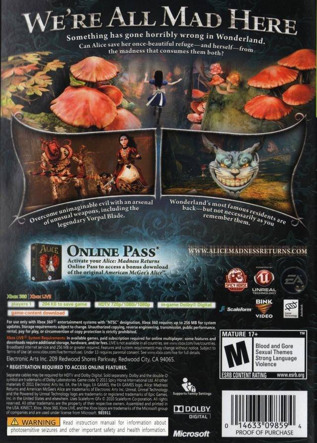 Alice: Madness Returns - Xbox 360 Video Games Electronic Arts   