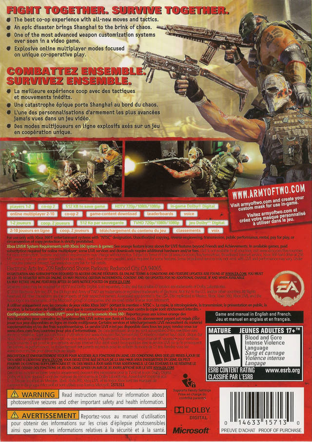 Army of Two: The 40th Day - Xbox 360*** | J&L Game