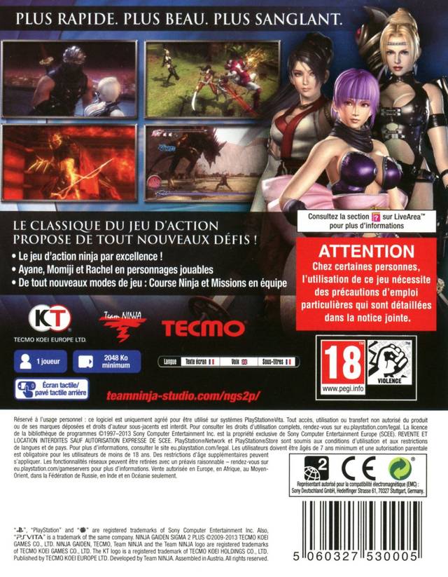 Ninja Gaiden Sigma 2 Plus - (PSV) PlayStation Vita [Pre-Owned] (European Import)