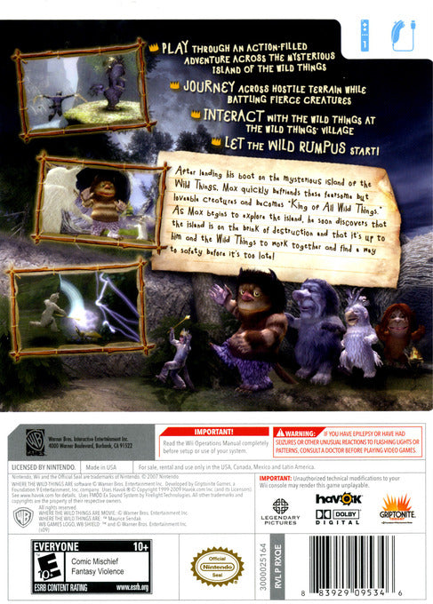Where The Wild Things Are - Nintendo Wii [Pre-Owned] Video Games Warner Bros. Interactive Entertainment
