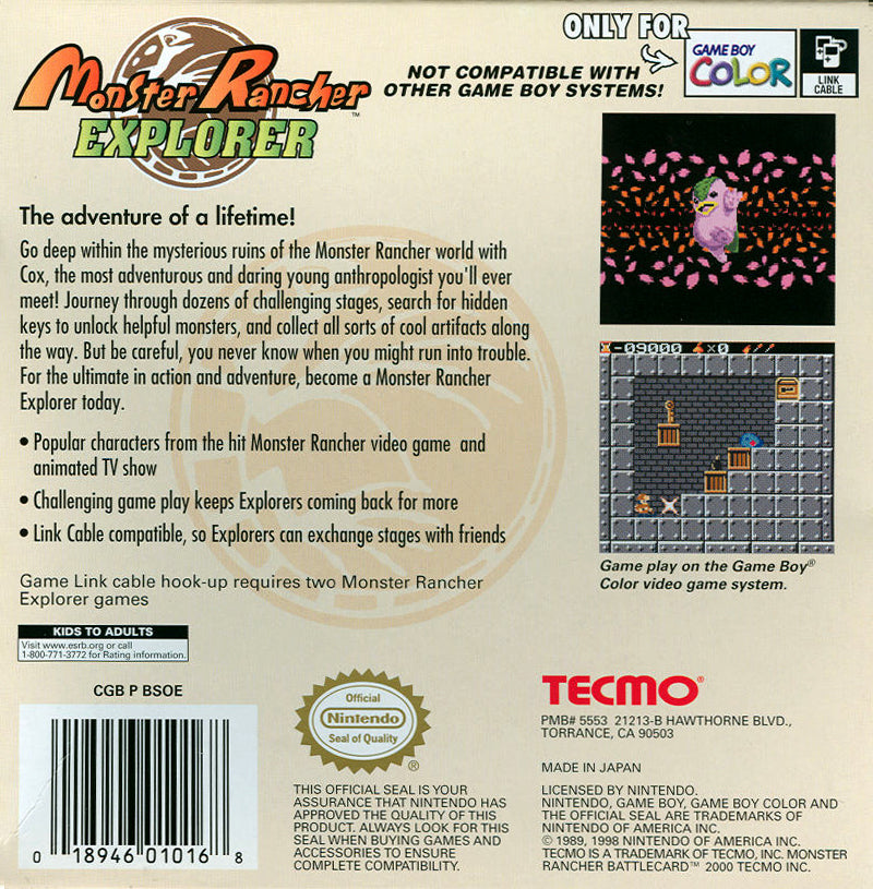 Monster Rancher Explorer - (GBC) Game Boy Color [Pre-Owned] Video Games Tecmo