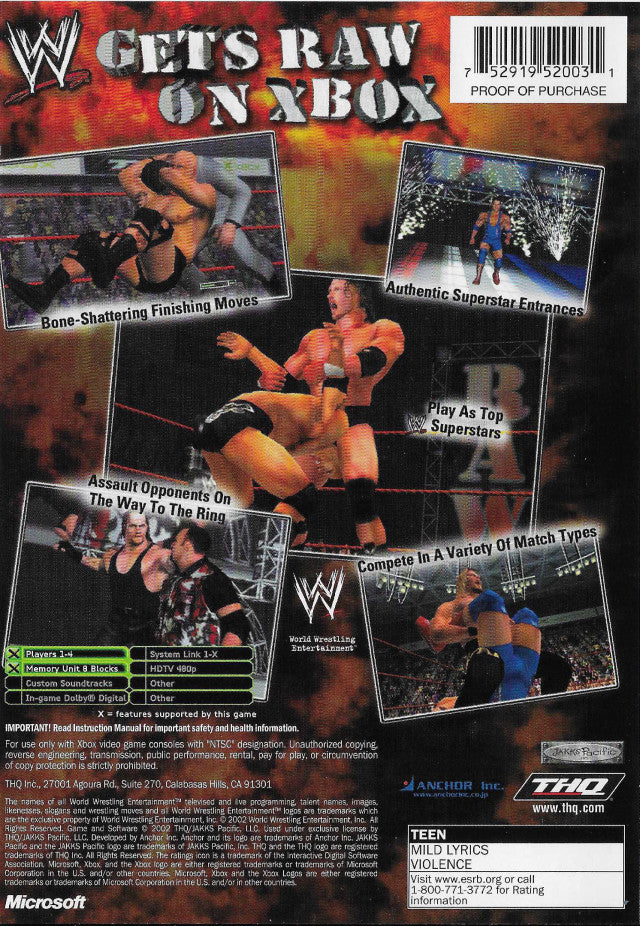 WWF Raw (Platinum Hits) - (XB) Xbox [Pre-Owned] Video Games THQ