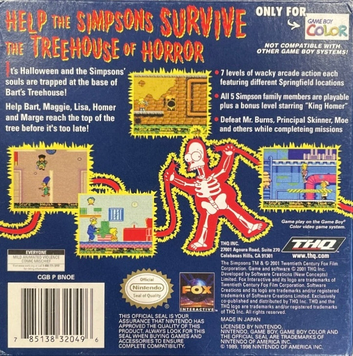 The Simpsons: Night of the Living Treehouse of Horror - (GBC) Game Boy Color [Pre-Owned] Video Games THQ