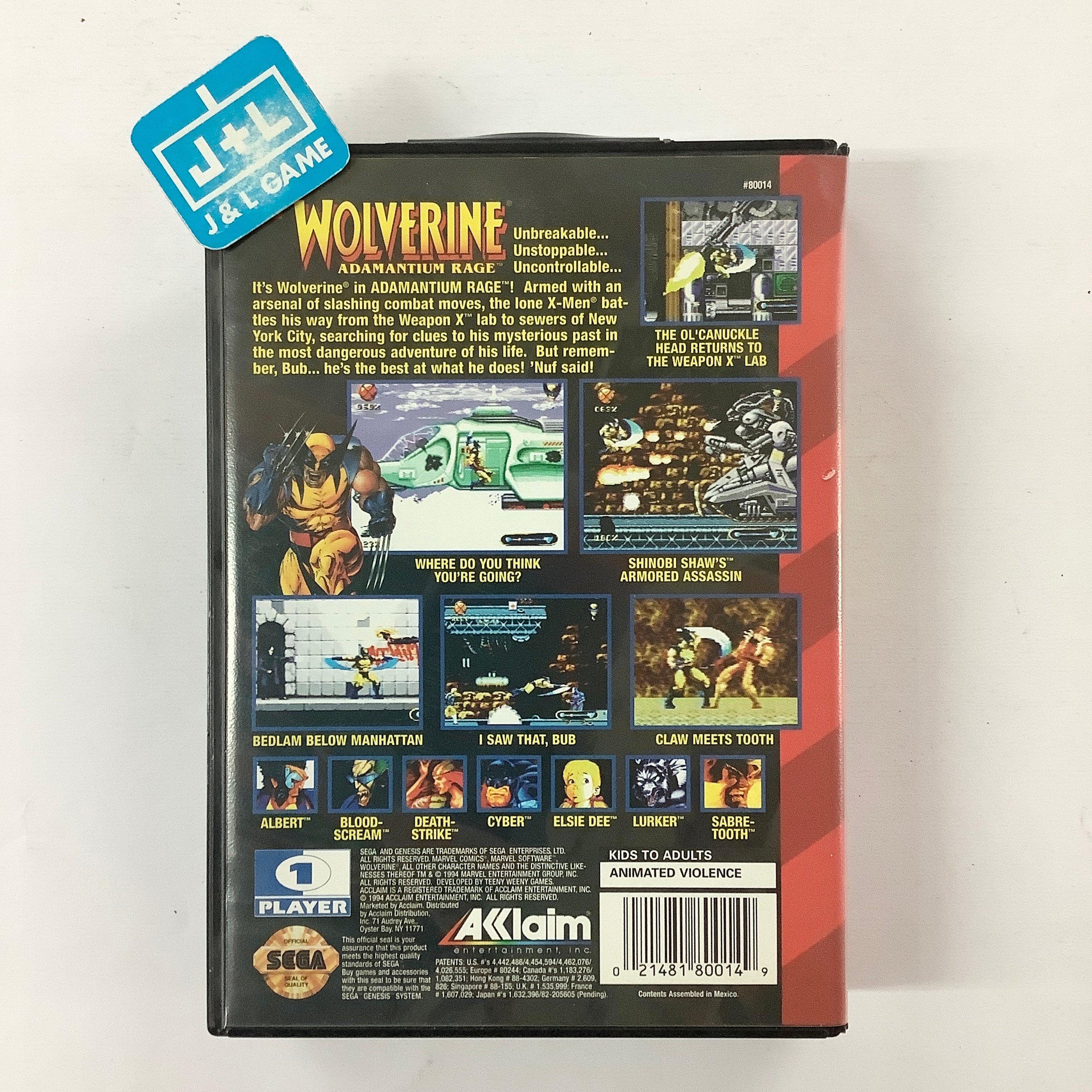 Wolverine: Adamantium Rage - (SG) SEGA Genesis [Pre-Owned] Video Games Acclaim   