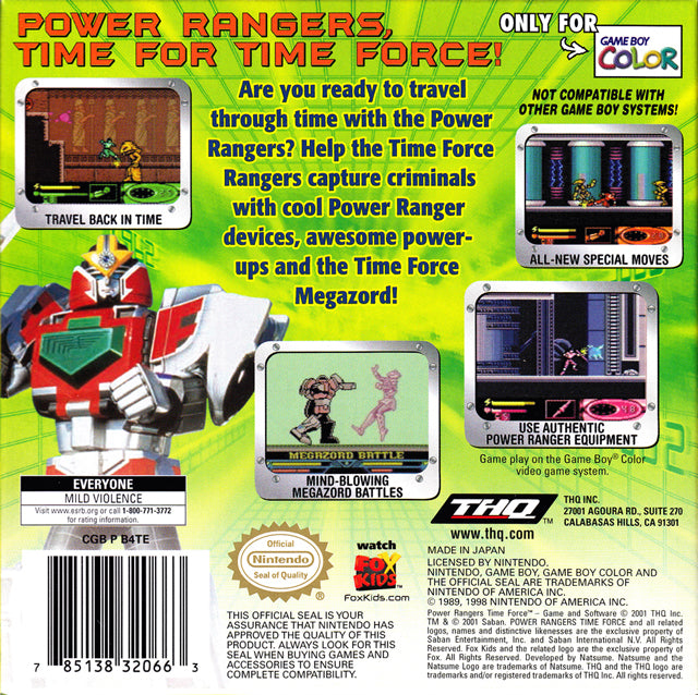 Power Rangers: Time Force - (GBC) Game Boy Color [Pre-Owned] Video Games THQ   