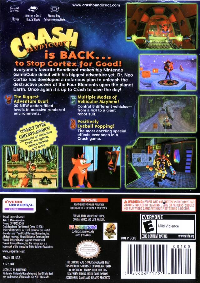 Crash Bandicoot: The Wrath of Cortex (Player's Choice) - (GC) GameCube [Pre-Owned] Video Games Universal Interactive