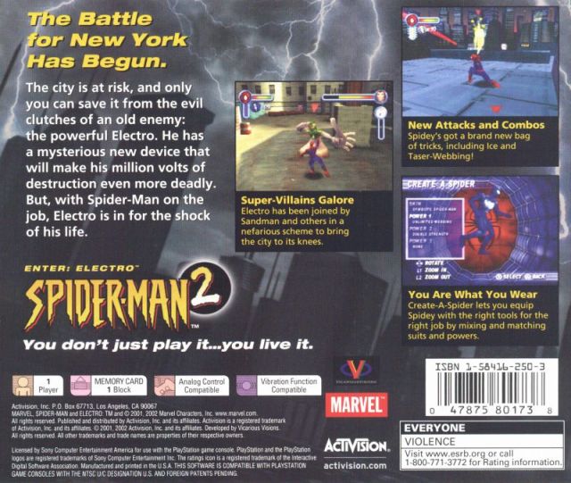 Spider-Man 2: Enter: Electro (Greatest Hits) - (PS1) PlayStation 1 [Pre-Owned] Video Games Activision   