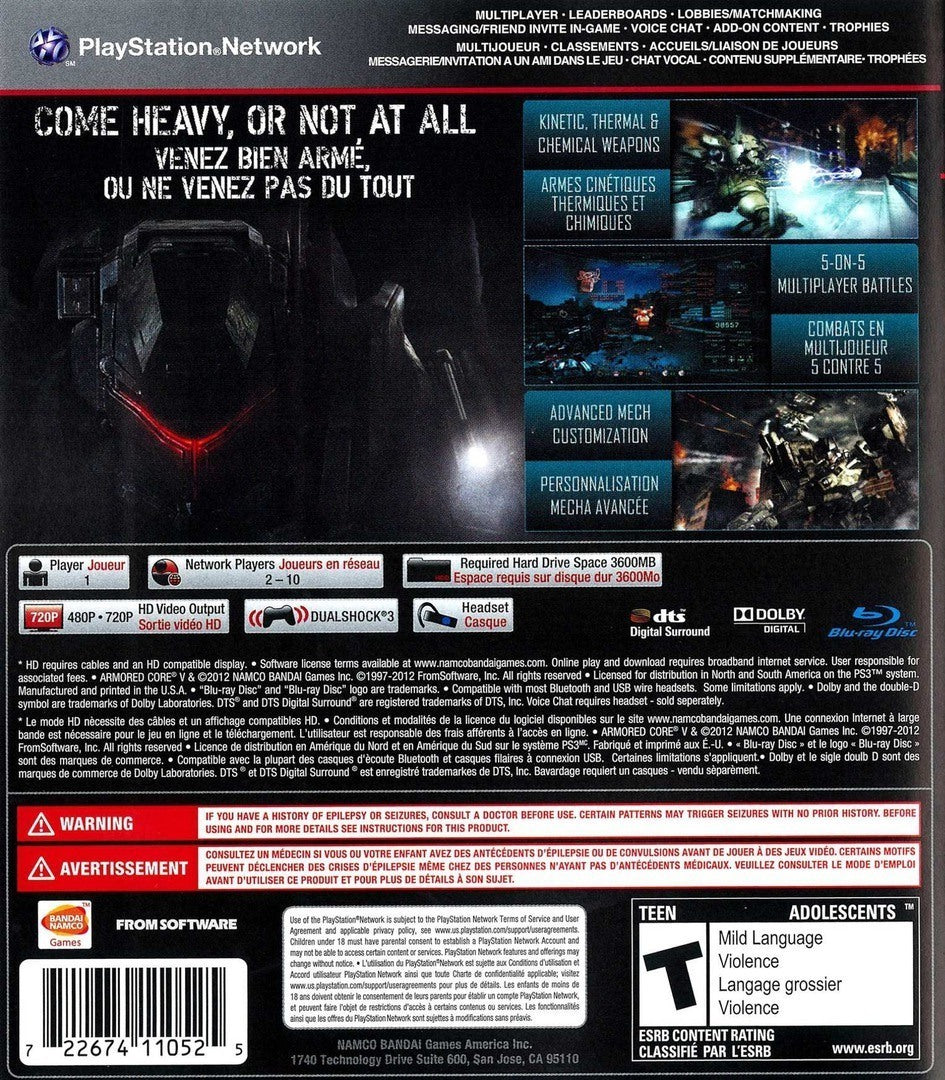 Armored Core V - (PS3) PlayStation 3 [Pre-Owned] | J&L Game