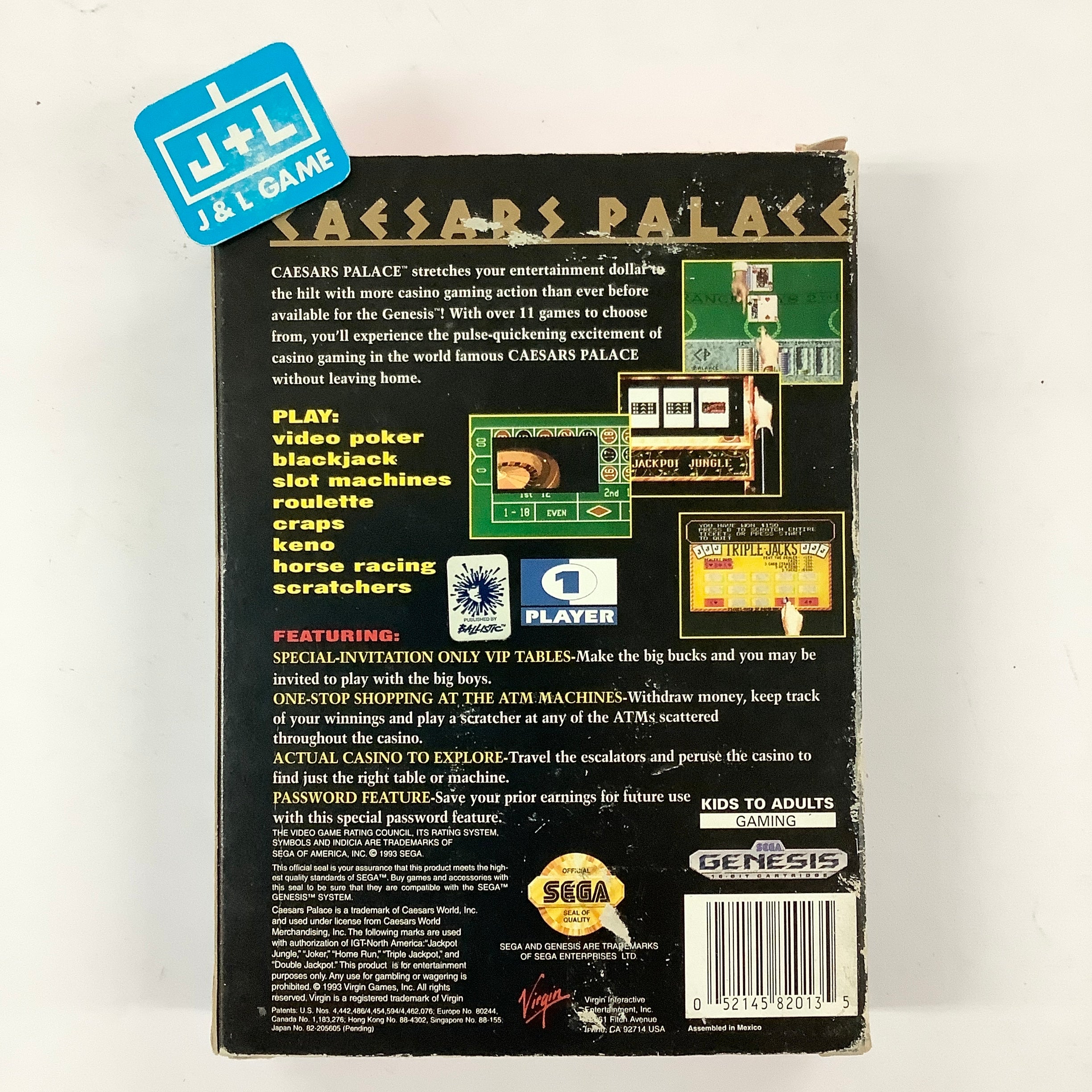 Caesars Palace - (SG) SEGA Genesis [Pre-Owned] | J&L Game