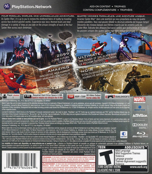 Spider-Man: Shattered Dimensions - (PS3) PlayStation 3 [Pre-Owned] Video Games Activision   