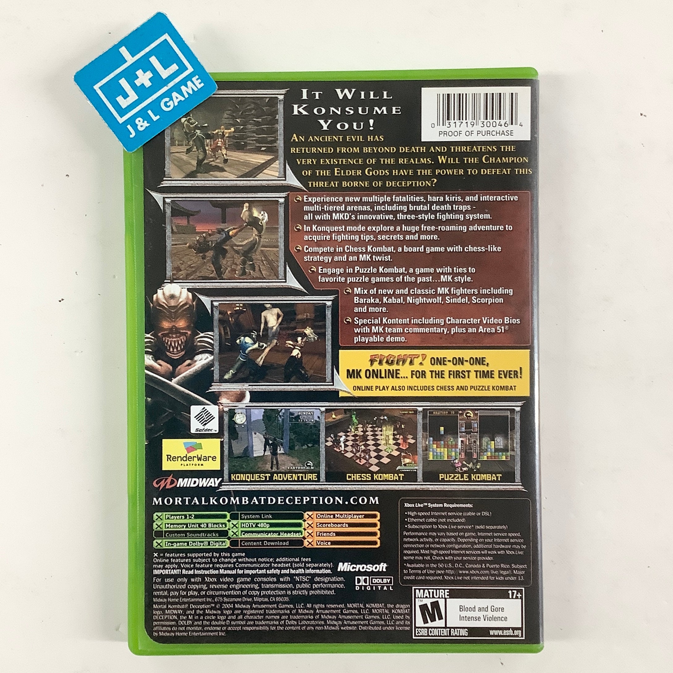 Mortal Kombat: Deception - (XB) Xbox [Pre-Owned] Video Games Midway