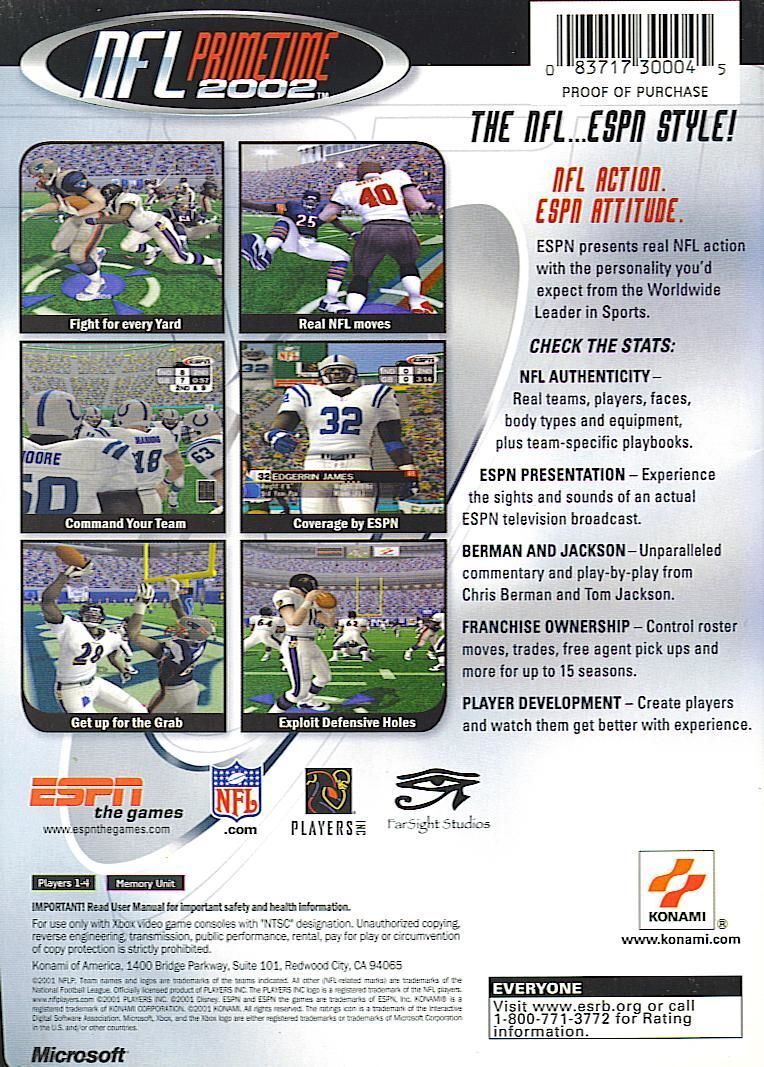 ESPN NFL PrimeTime 2002 - (XB) Xbox [Pre-Owned] Video Games Konami