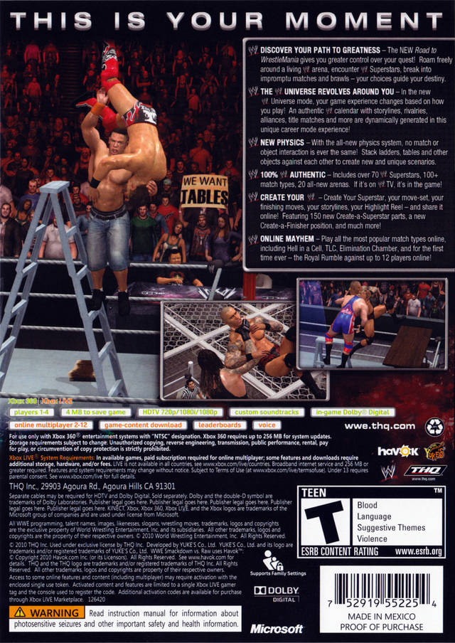 WWE SmackDown vs. Raw 2011 - Xbox 360 [Pre-Owned] Video Games THQ   