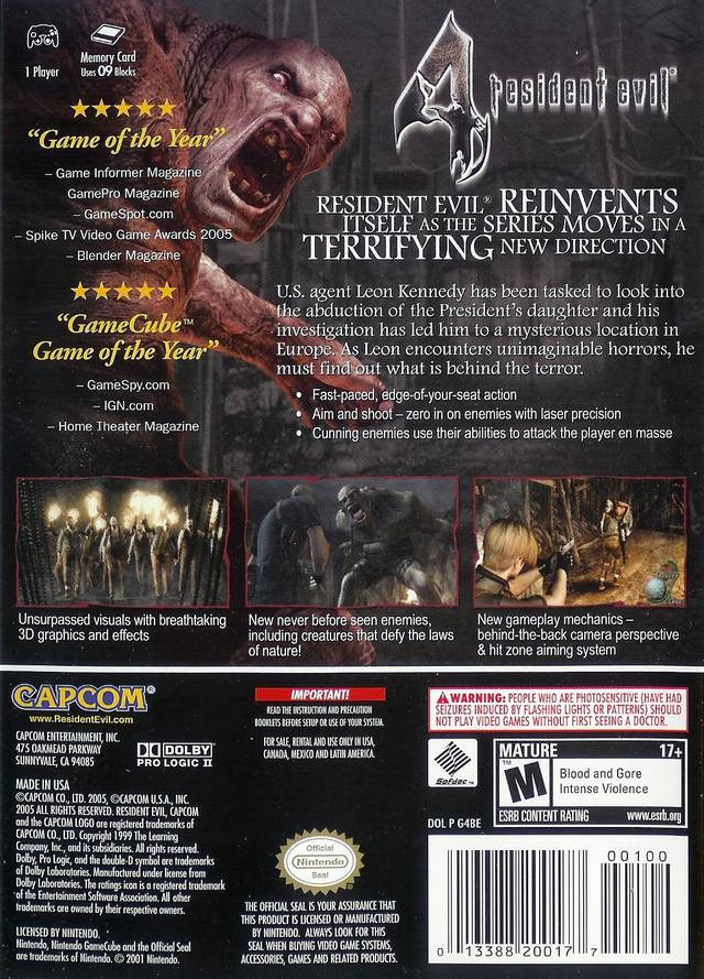 Resident Evil 4 (Player's Choice)  - (GC) GameCube [Pre-Owned] Video Games Capcom   