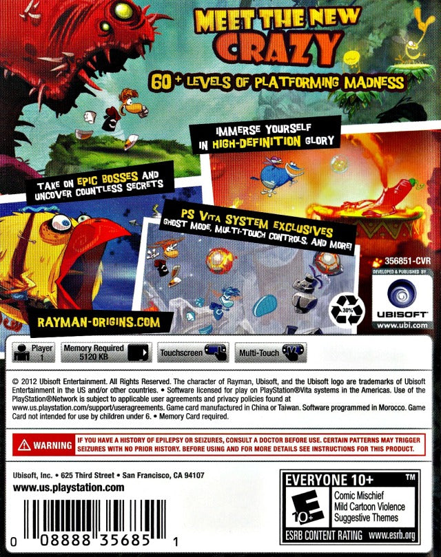 Rayman Origins - (PSV) PlayStation Vita [Pre-Owned] Video Games Ubisoft   