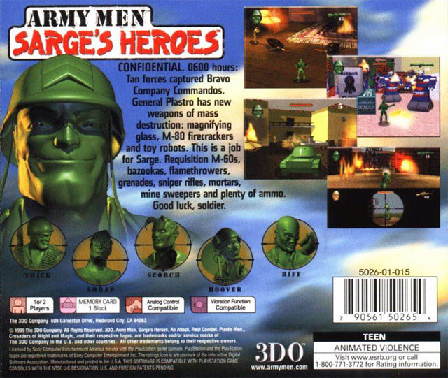 Army Men: Sarge's Heroes - (PS1) PlayStation 1 [Pre-Owned] Video Games 3DO