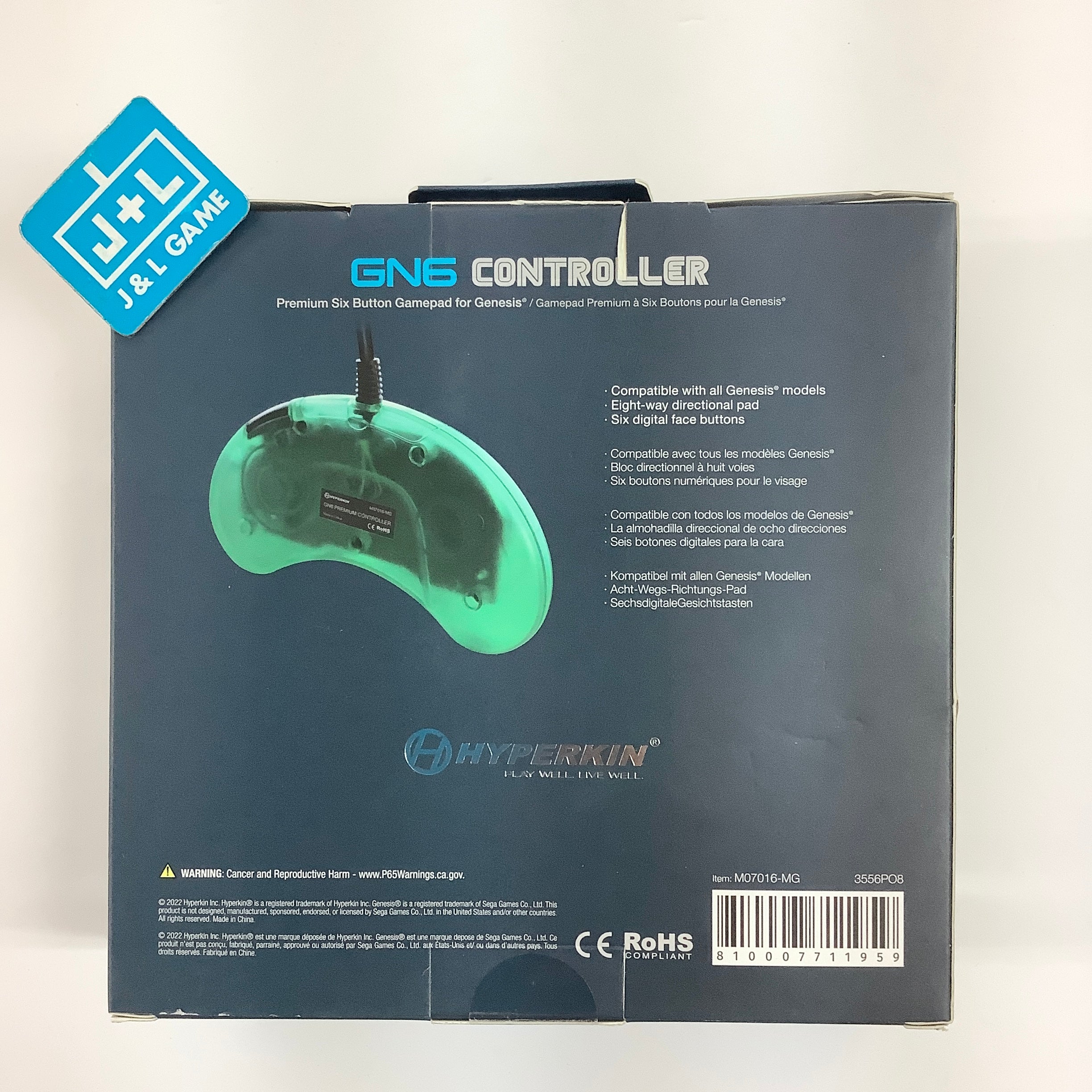 Hyperkin Sega Genesis GN6 Premium Six Button Gamepad Controller  (Green) - Sega Genesis
