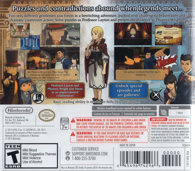 Professor Layton VS Phoenix Wright Ace Attorney - Nintendo 3DS [Pre-Owned] Video Games Nintendo   