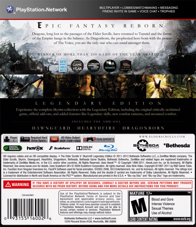 The Elder Scrolls V : Skyrim - Legendary Edition (PS3) au The Elder Scrolls V : Skyrim - Legendary Edition (PS3) au