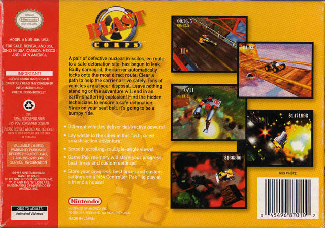 Blast Corps - Nintendo 64 - Complete – Retro Raven Games