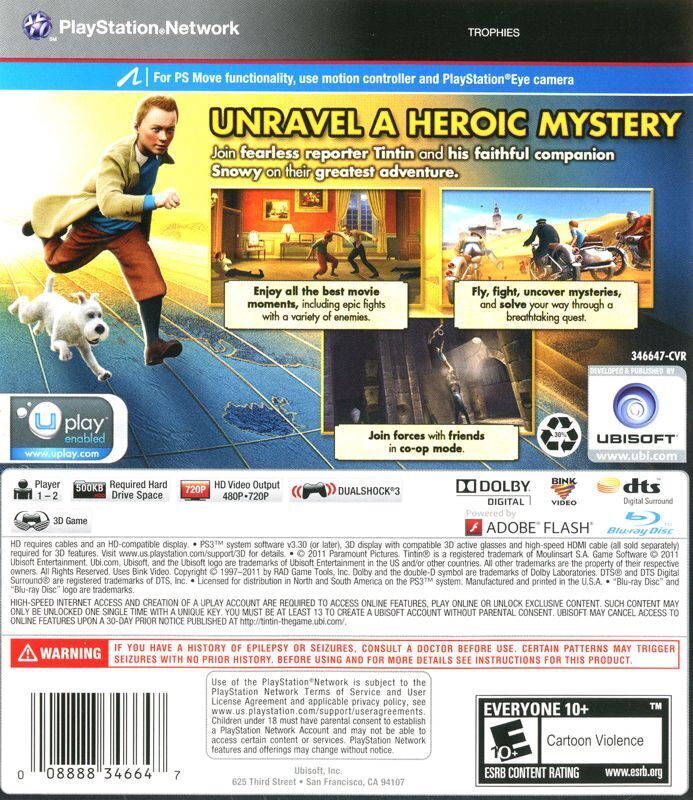 The Adventures of Tintin: The Game - (PS3) PlayStation 3 [Pre-Owned] Video Games Ubisoft   