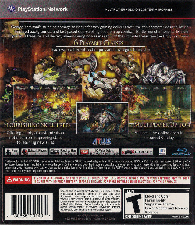 Dragon's Crown - (PS3) PlayStation 3 [Pre-Owned] Video Games Atlus   
