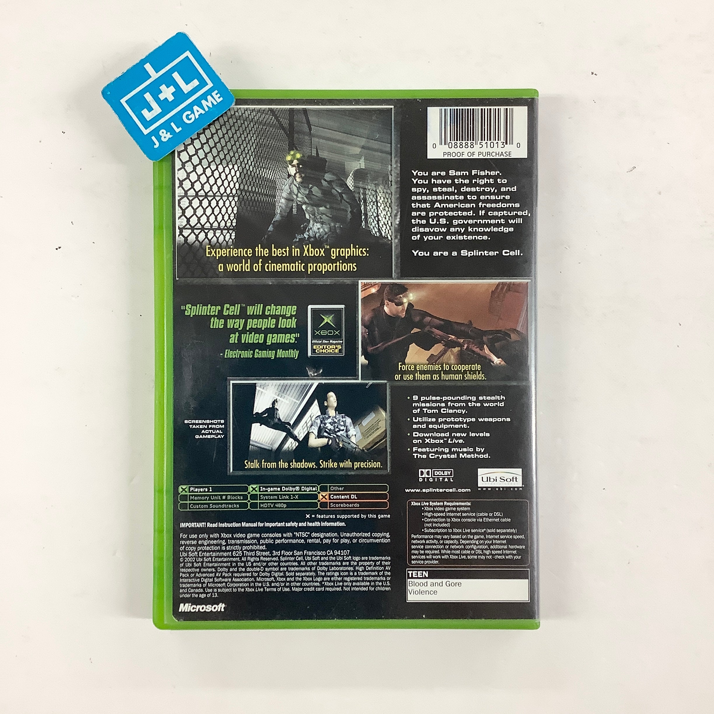 Tom Clancy's Splinter Cell: Stealth Action Redefined - (XB) Xbox [Pre-Owned] Video Games Ubisoft