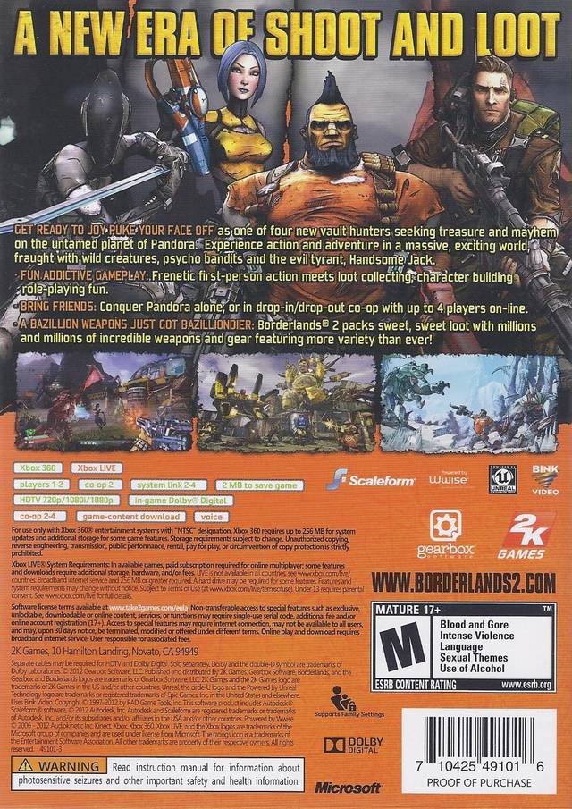 Borderlands 2 - Xbox 360 [Pre-Owned] | J&L Game