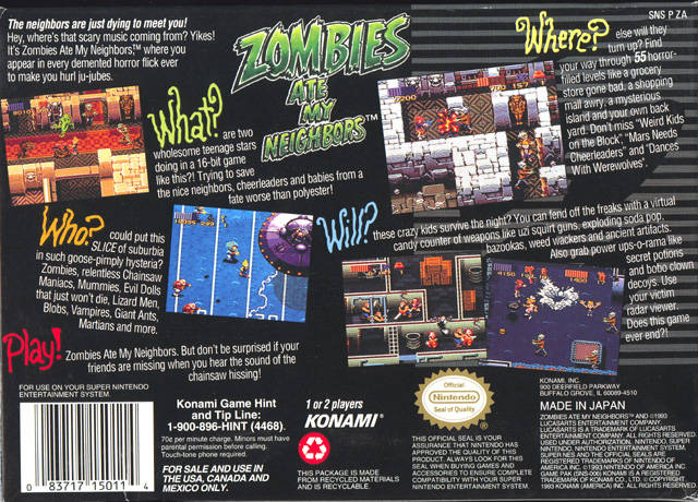 Zombies Ate My Neighbors - (SNES) Super Nintendo [Pre-Owned] Video Games Konami