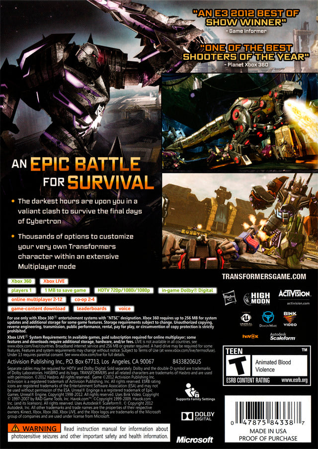 Transformers: Fall of Cybertron - Xbox 360 [Pre-Owned]