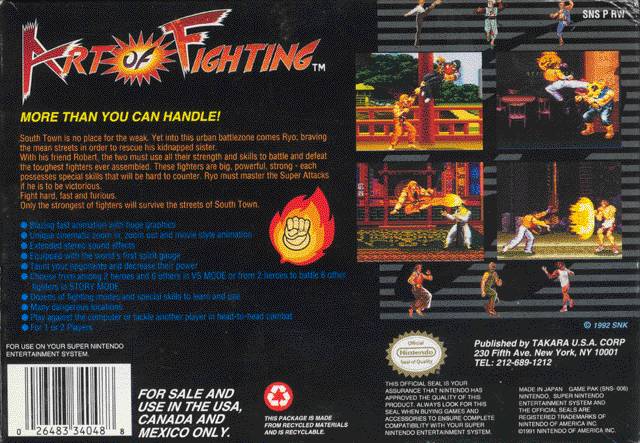 Art of Fighting - (SNES) Super Nintendo [Pre-Owned] Video Games Takara   