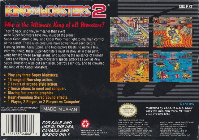 king of the monsters snes King of the Monsters 2 SNES Super Nintendo