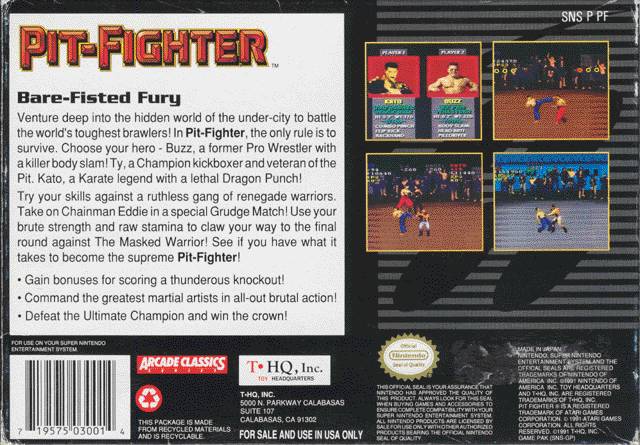 Pit-Fighter - (SNES) Super Nintendo [Pre-Owned]