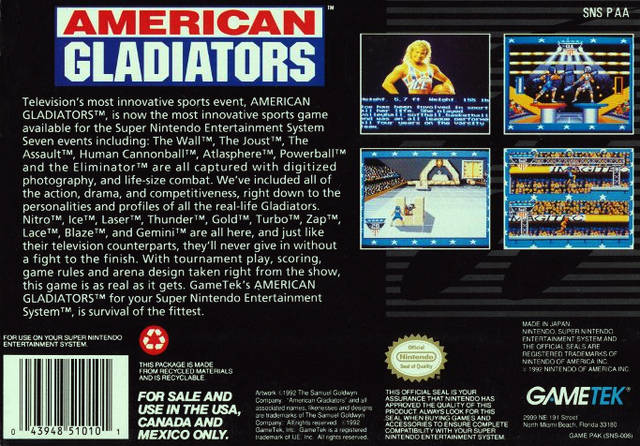 American Gladiators - (SNES) Super Nintendo [Pre-Owned] Video Games GameTek   