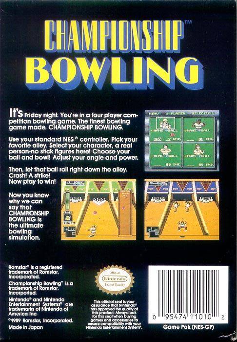Championship Bowling - (NES) Nintendo Entertainment System [Pre-Owned] Video Games Romstar   