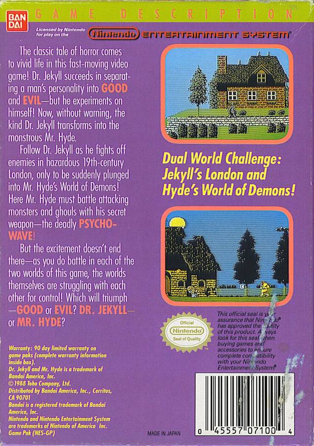 Dr. Jekyll & Mr. Hyde - (NES) Nintendo Entertainment System [Pre-Owned] Video Games Bandai   