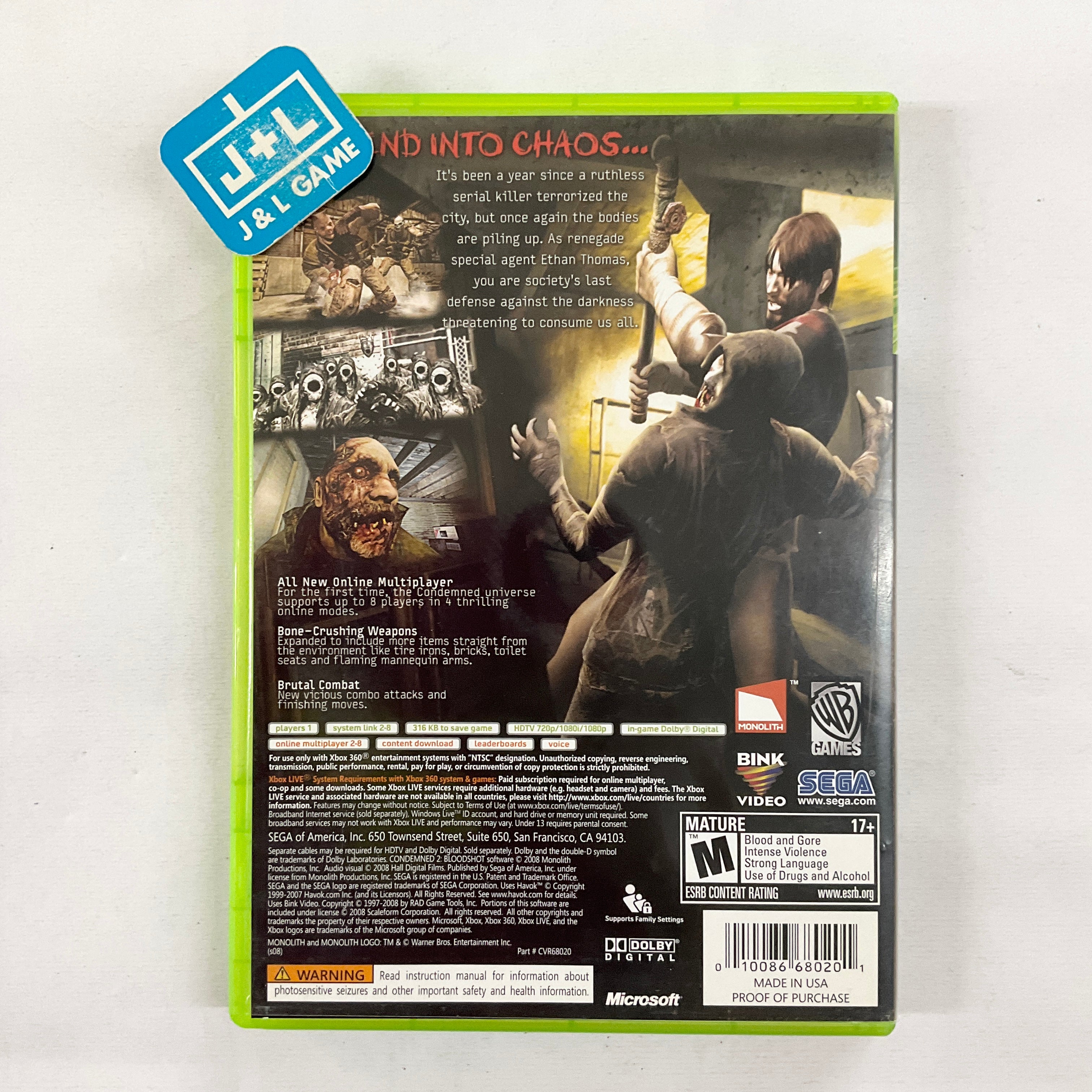 Condemned 2: Bloodshot - Xbox 360 [Pre-Owned] | J&L Game