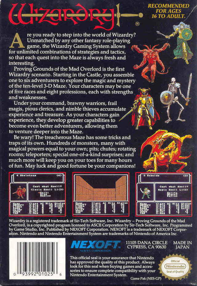 Wizardry: Proving Grounds of the Mad Overlord - (NES